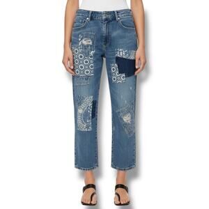 Pilcro The Borrowed Patchwork Bandana Boyfriend Jeans Distressed Size 27